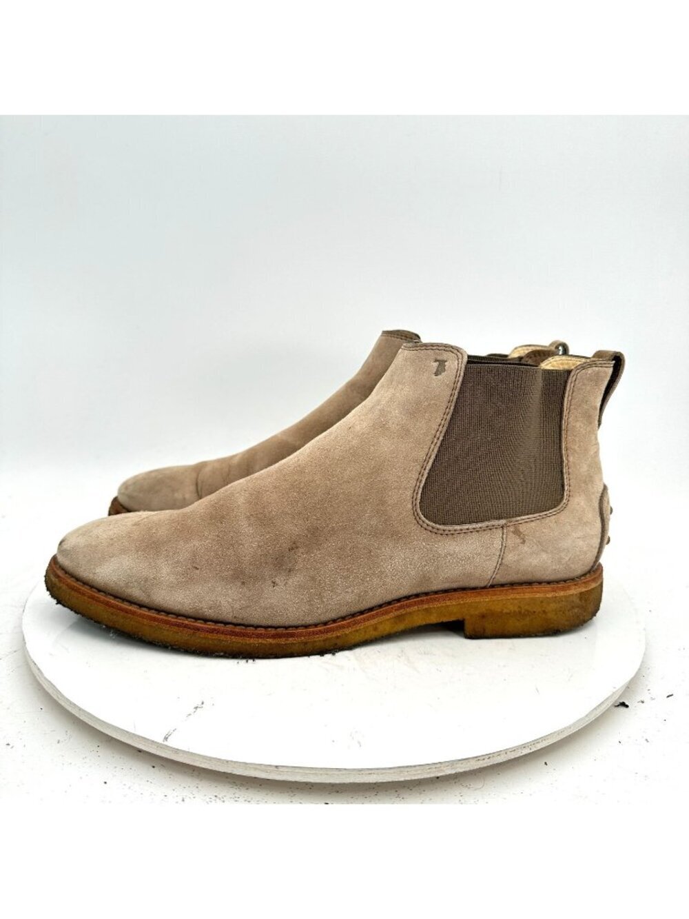 Tods Women Size EU 40 US 10 Brown Washed Suede Side Elastic Ankle Chelsea Boot